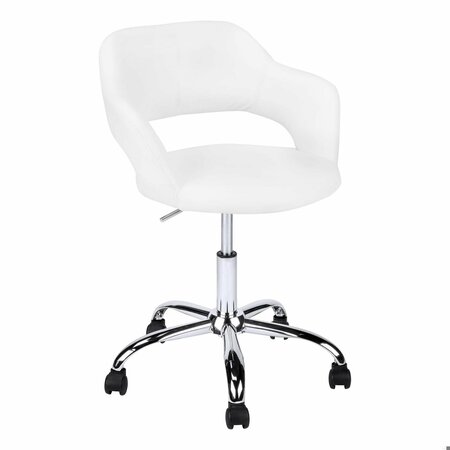 HOMEROOTS 29 in. White Leather LookFoamMDF & Metal Office Chair with a Lift Base 333468